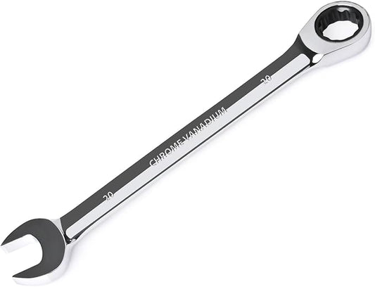 Egofine 20mm Ratcheting Combination Wrench Metric, Industrial Grade Gear Spanner with 12-Point Design, 72-Tooth Ratchet, Chrome Vanadium Steel