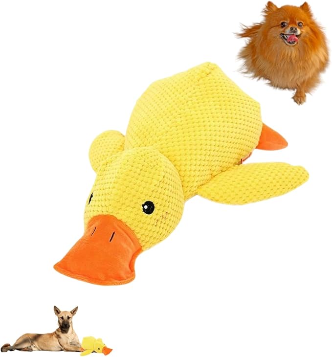 Yellow Duck Dog Toy, Calming Toy for Dogs, Durable Chew Toy, Fun Sound Interactive Pet Toy, New Yellow Duck Design, Tooth Cleaning and Anxiety Relief for Dogs.