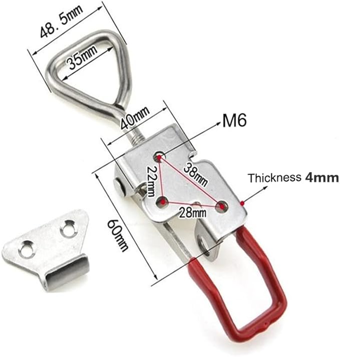 4003 Toggle Latch Clamp, 304 Stainless Steel Adjustable Toggle Latches With Lock Hole, 1320Lbs Holding Capacity Heavy Duty Toggle Clamp for Smoker Lid Jig, ToolBox Case, 2pack