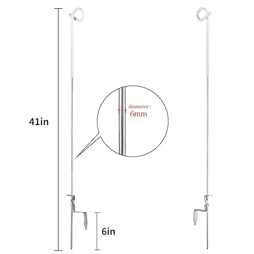 Fence Shock 41 Inches Systems Pig Tail Step-in Fence Post, Stainless Steel for Garden and Farm, Portable Fence Ideal for Electric Fencing - Pack of 30 White