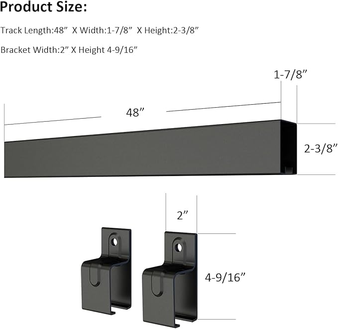 24FT Heavy Duty Box Rail Exterior Sliding Barn Door Hardware Kit, 450 lbs Capacity, Black Powder Coated Finish,Kit for Outdoor,Fit MAX 2 X Door Width 144in