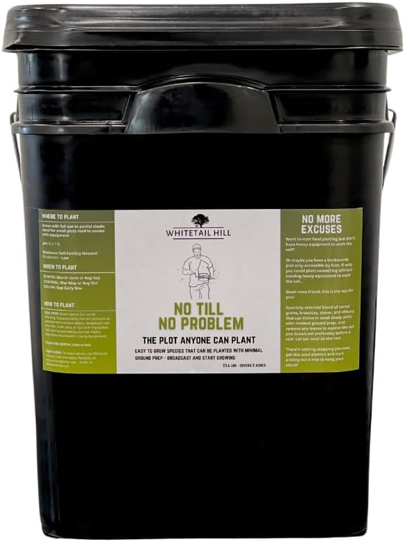 No Till No Problem Food Plot Seed Mix for Deer, Easy to Grow, Minimal Ground Prep, No-Till Planting, Broadcast and Start Growing (2 Acres (23.6 lbs))