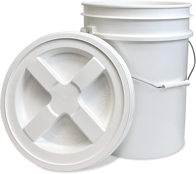 ePackageSupply Premium 5 Gallon Food Grade Plastic Pail with Gamma Seal Lid | Made in USA | BPA-Free | Heavy-Duty 90 Mil | Airtight Stackable Container, 6 Count