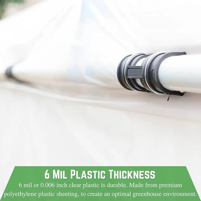 FPS - 4 Year Clear 6 mil Greenhouse Plastic Sheeting - Clear Sheeting, Polyethylene Film, Transparent Plastic Film for Greenhouse (48' x 28')