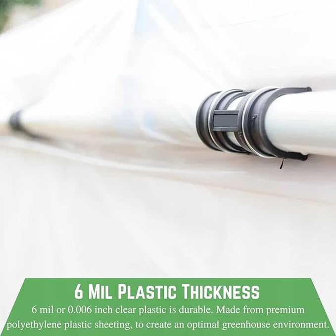 FPS 4-Year Clear 6 mil Greenhouse Sheeting - Transparent, Durable Plastic Film for Greenhouses (28' x 15')