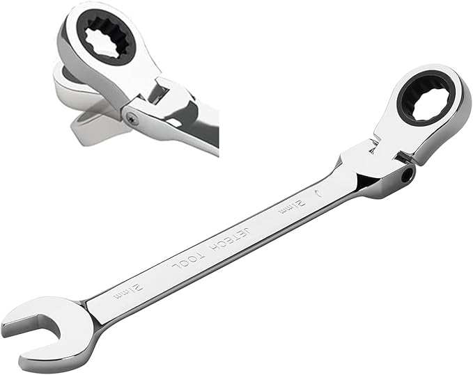 Jetech 21mm Ratchet Wrench Flex Head: Box End Wrench 12Pt| Metric Ratcheting Combination Chrome Vanadium,Forged, Extra Durability