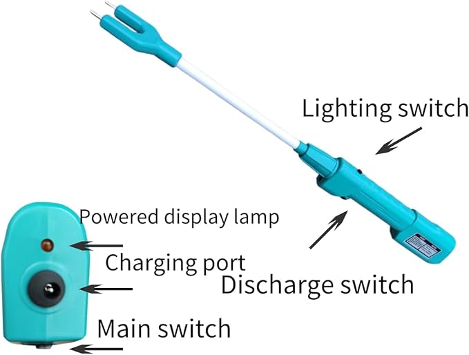 Cattle Prod Waterproof Cattle Prod Stick with LED Light, Rechargeable Electric Livestock Prod