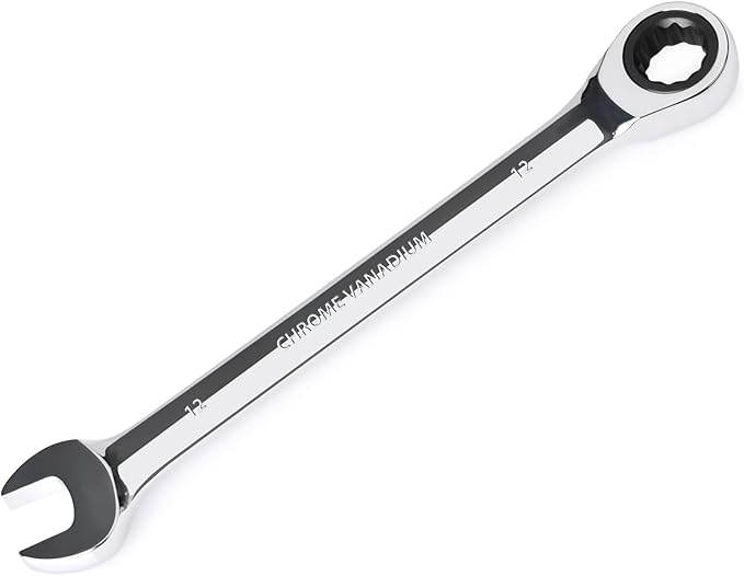 Egofine 12mm Ratcheting Combination Wrench Metric, Industrial Grade Gear Spanner with 12-Point Design, 72-Tooth Ratchet, Chrome Vanadium Steel