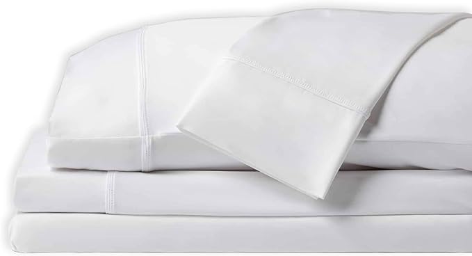 SHEEX - Original Performance Sheets Set (Split King) Bright White - Cooling Sheets - Moisture Wicking - 1 Flat Cooling Sheet, 1 Fitted Cooling Sheet, 2 King Pillow Covers - Wrinkle Free - Sleep Aid