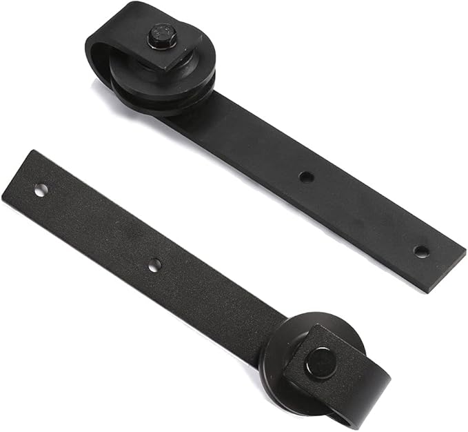 CCJH 19FT Single Sliding Barn Door Hardware Kit Black Basic Roller Carbon Steel Hanger Flat Track System for Closet Kitchen 1 Door 114 inch Wide
