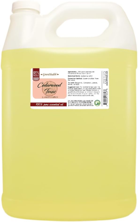 Cedarwood (Texas) Essential Oil - 128 fl oz (1 Gallon) Plastic Bottle w/Cap - 100% Pure Essential Oil by GreenHealth