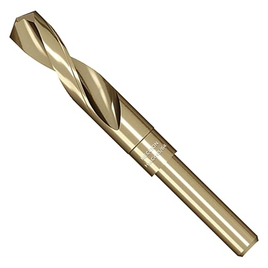 Meccion Cobalt Drill Bit 45/64 Inch High Speed Steel M35 Reduced Shank Twist Drill Bit for Metal, Cast Iron, Stainless Steel, Alloy, Non-Ferrous Etc.