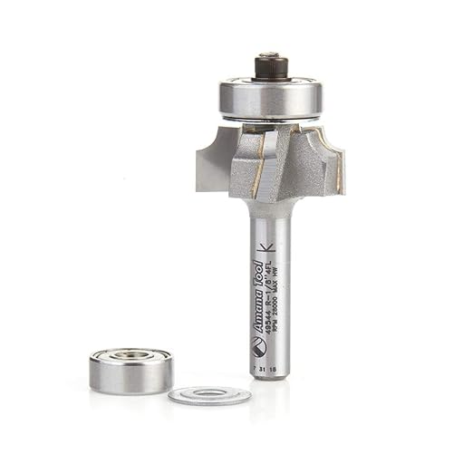 Amana Tool 49544 Carbide Tipped 4 Flute Corner Rounding, Beading, Round-Over Router Bit 1/8 R x 7/8 D x 7/16 x 1/4 Inch Shank