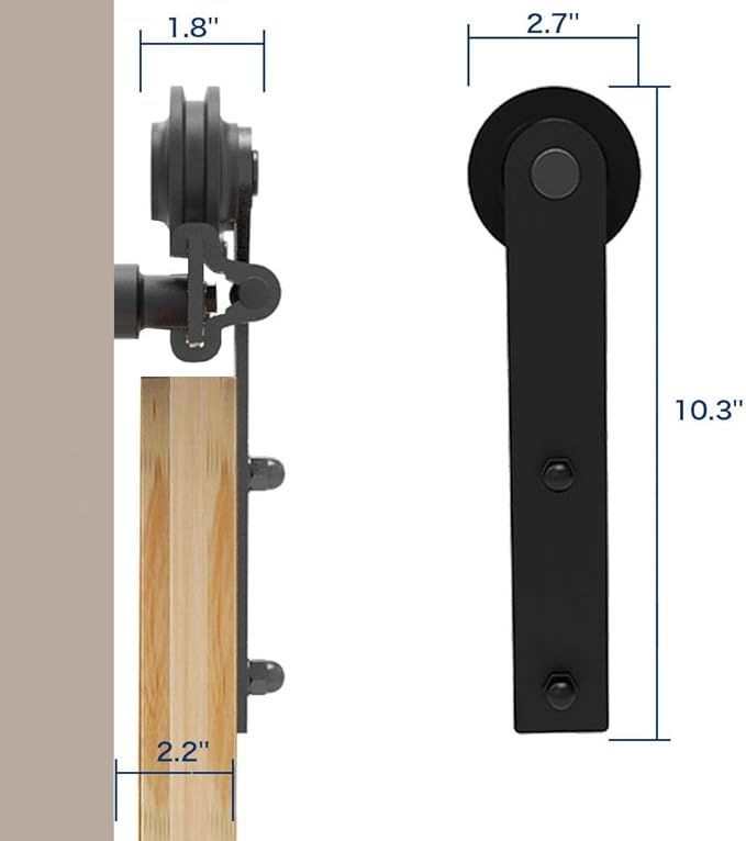 CCJH 7FT Sliding Barn Door Hardware Kit, Heavy Duty, Smoothly and Silently, Easy to Install, Fit 21" Width Double Door Panel, I Shaped Hangers Black