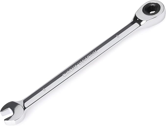 Egofine 6mm Ratcheting Combination Wrench Metric, Industrial Grade Gear Spanner with 12-Point Design, 72-Tooth Ratchet, Chrome Vanadium Steel