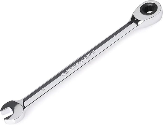 Egofine 6mm Ratcheting Combination Wrench Metric, Industrial Grade Gear Spanner with 12-Point Design, 72-Tooth Ratchet, Chrome Vanadium Steel