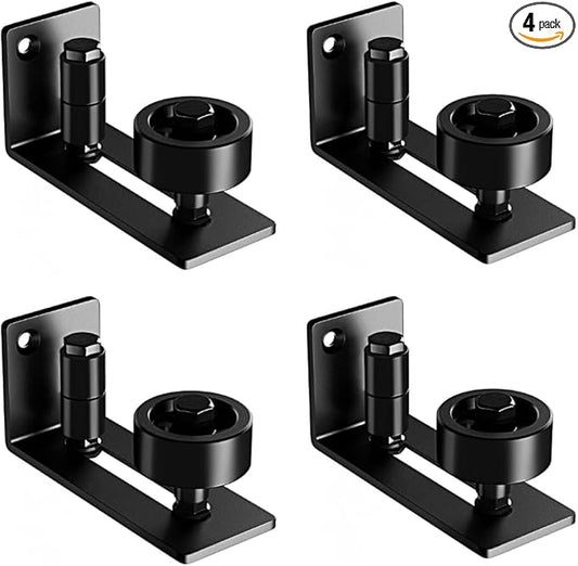 4 Pack Barn Door Floor Guide - Sliding Barn Door Bottom Guide for Bottom Adjustable Roller 8-Setup Options - Quiet Operations, Flush Design with Felt Strips