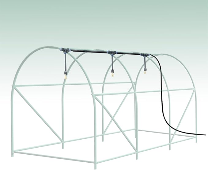 Greenhouse with Watering System, 10x10x7 Outdoor Greenhouses with 6 Mesh Windows and 1 Door, Easy Water and Irrigate Plants Green House (Green, 10x10x7 ft w/ Irrigation System)