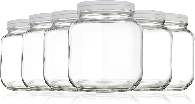 Half Gallon Glass Mason Jar Wide Mouth with Airtight Metal Lid - Safe for Fermenting Kombucha Kefir - Pickling, Storing and Canning- BPA-Free Dishwasher Safe- By Kitchentoolz - Made in USA(6)