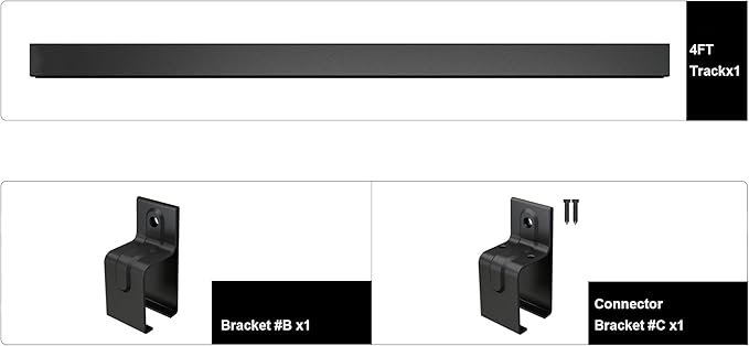 4FT Heavy-Duty Box Rail with 2 X Bracket, 450 lbs Capacity, Black Powder-Coated Finish,Kit for Outdoor Use