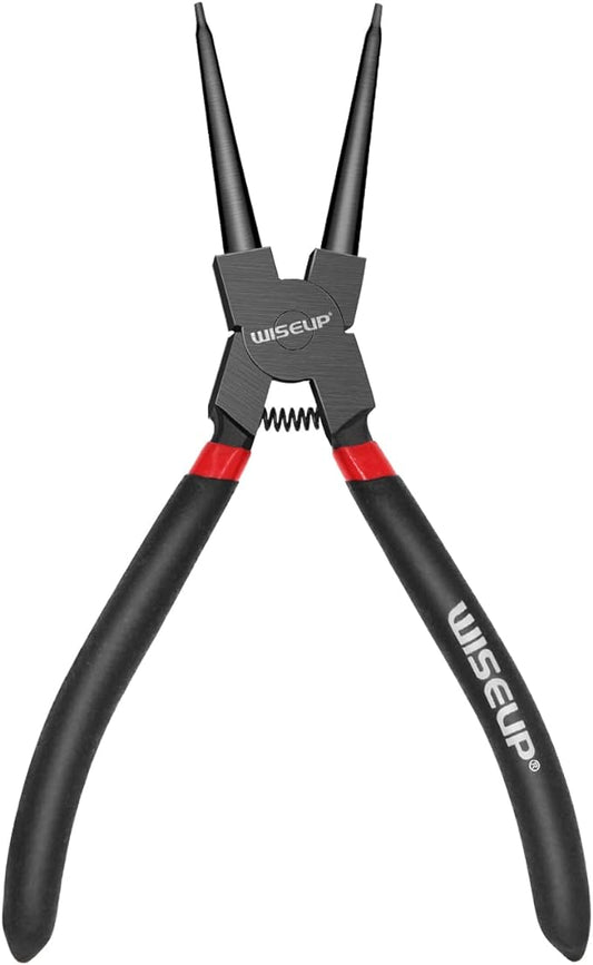 WISEUP Circlip Pliers 7 inch, Straight Internal Tips (Tip Diameter 1/20") Snap Ring Pliers Heavy Duty for C Clip Remover Retaining