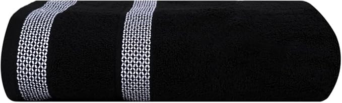 CASA COPENHAGEN Solitaire Mix 6 Pieces Towel Set- Grey Violet + Black, 600 GSM 2Bath Towel 2Hand Towel 2Washcloth, Designed in Denmark Made of Soft Egyptian Cotton for Bathroom, Kitchen & Shower