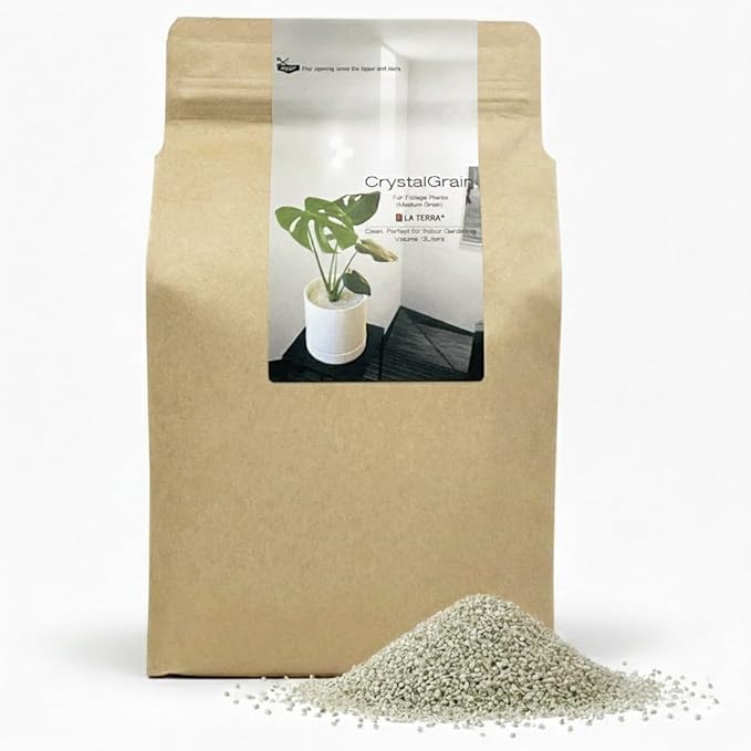 LA TERRA Soil for Foliage Plants, 2L (Medium Grain) Made in Japan – Nutrient-Enriched, Clean, No Mess, Reusable-Crystal Grain
