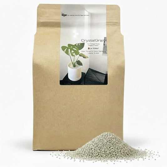 LA TERRA Soil for Foliage Plants, 2L (Medium Grain) Made in Japan – Nutrient-Enriched, Clean, No Mess, Reusable-Crystal Grain