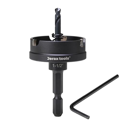 Tungsten Carbide Tipped Quick Change Hole Cutter, 1-1/2 inch TCT Hole Saw, Oxided Coating with 5mm Hole Depth Heavy Duty, for Stainless Steel, Mild Steel, Iron, Copper, Brass, Plastic