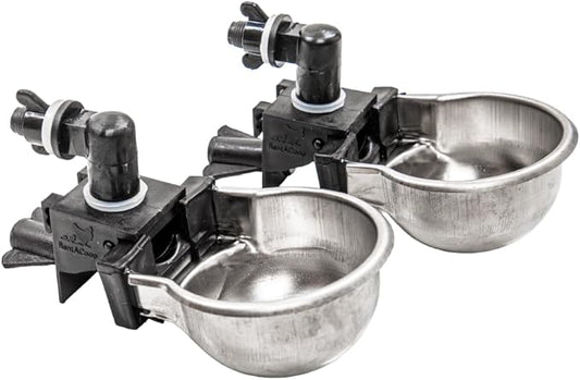 Rac Paws by RentACoop DIY Auto-Fill Metal Cup Waterer Kit - Great for Small Animals, Pets, Bunnies, Ferret, Chickens, Hamsters, Guinea Pigs, Rabbits, Chinchillas, Mice, Rats - 2 Pack