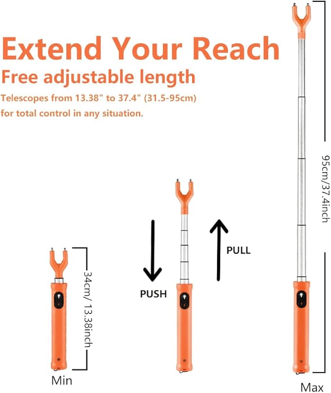 BODISEINT Rechargeable Cattle Prod with LED Light – 38 Inch Waterproof Electric Livestock Prod for Cows, Pigs, Goats, Dogs – Retractable Shaft, Lightweight, Woman Self Defense Tool