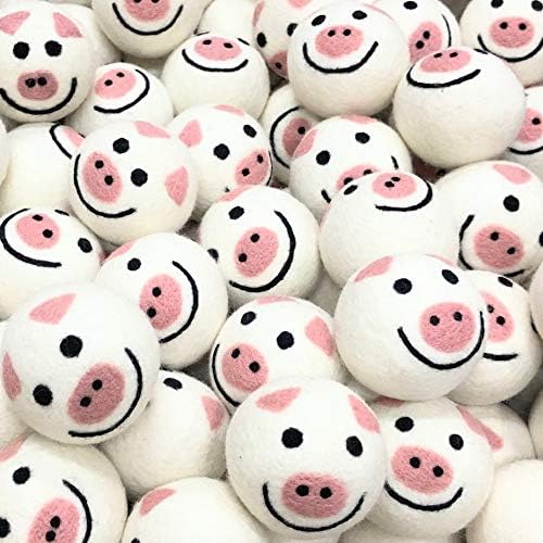 Friendsheep Wool Dryer Balls, Organic Reusable Fabric Softener Alternative for Laundry, Handmade, Fair Trade, Hypoallergenic, Eco-Friendly, Plastic-Free (6 Pack XL – Pig- Piggy Band)