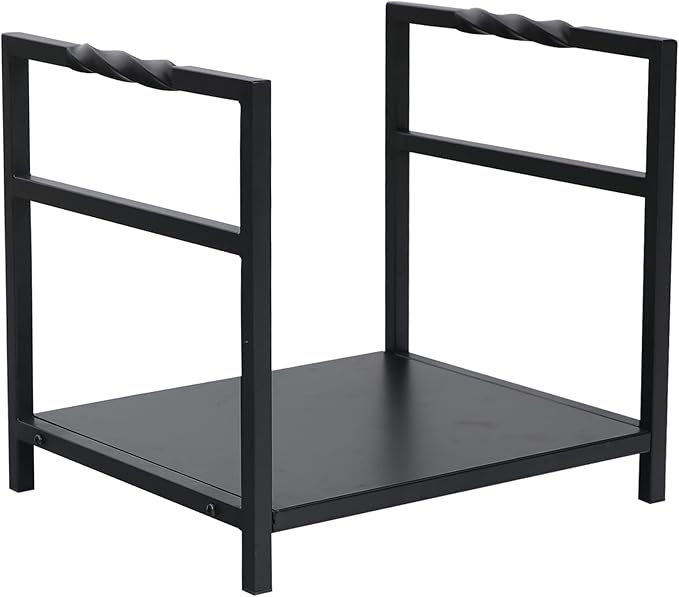 GREEN PARTY 17 Inch Small Firewood Rack Indoor/Outdoor Metal Firewood Holder, Decorative Fire Log Holder for Fireplace,Fire Pit,Heavy Duty Wood Rack,Wood Stove Accessories, 17.5"H * 15.7"W * 12.5"L