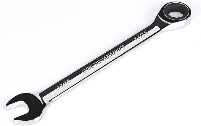 Egofine 13/16 inch Ratcheting Combination Wrench SAE, Industrial Grade Gear Spanner with 12-Point Design, 72-Tooth Ratchet, Chrome Vanadium Steel