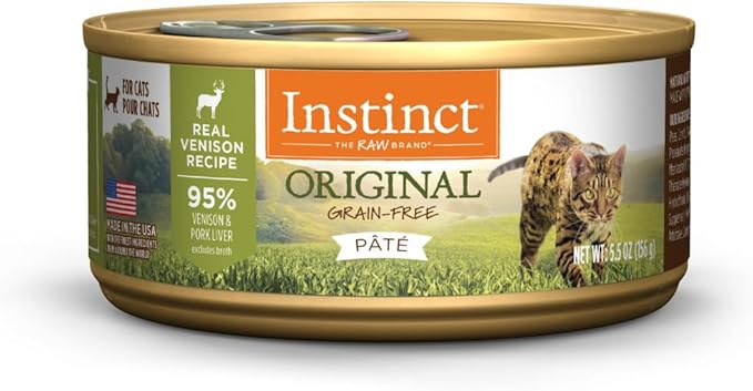 Instinct Original Pate Wet Cat Food, Grain Free Recipe - Real Venison, 5.5 Ounce (Pack of 12)