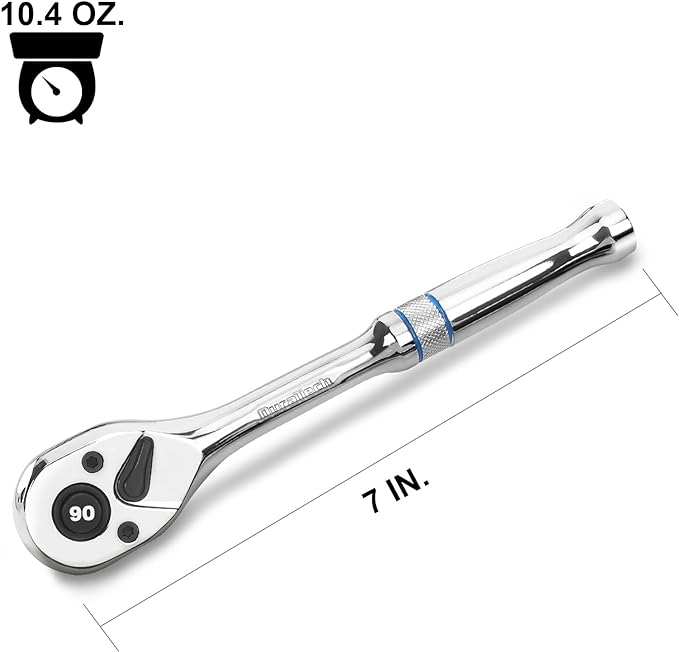 DURATECH 3/8-Inch Drive Ratchet, 90-Tooth Quick-release Ratchet Wrench, Reversible, Chrome Alloy Made, Full Polished, Stocking Stuffers for Men Women Gifts for Men Gifts for Women Gifts for Dad