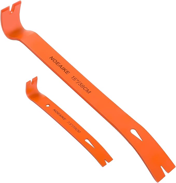 2-Pack Flat Pry Bar Set 7.5"/15" Crowbar with Nail Puller,Utility Heavy Duty Claw Bar,Mini Pry Bar High-Carbon Steel Crow Bar Tool for Home Improvement & Woodworking