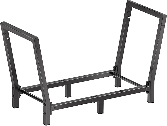 Minicloss 34 Inch Firewood Rack Outdoor Indoor, 2.7ft Wood Storage Rack Stand, Heavy Duty Fire Wood Holder for Fireplace（Black）