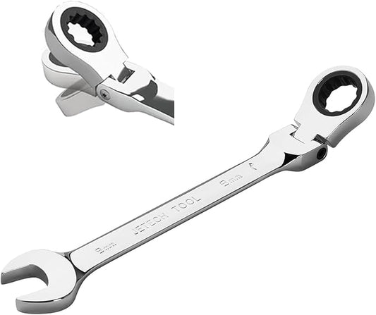 Jetech 9mm Ratchet Wrench Flex Head: Box End Wrench 12Pt| Metric Ratcheting Combination Chrome Vanadium,Forged, Extra Durability