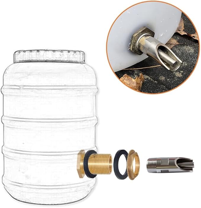 Joywayus 5PCS Stainless Steel Automatic Pig Nipple Water Drinker Feeder Waterer + 5PCS Brass Water Tank Connector Bulkhead Fitting + 1PCS Hole Opener Kit for Sows Piglets Drinking