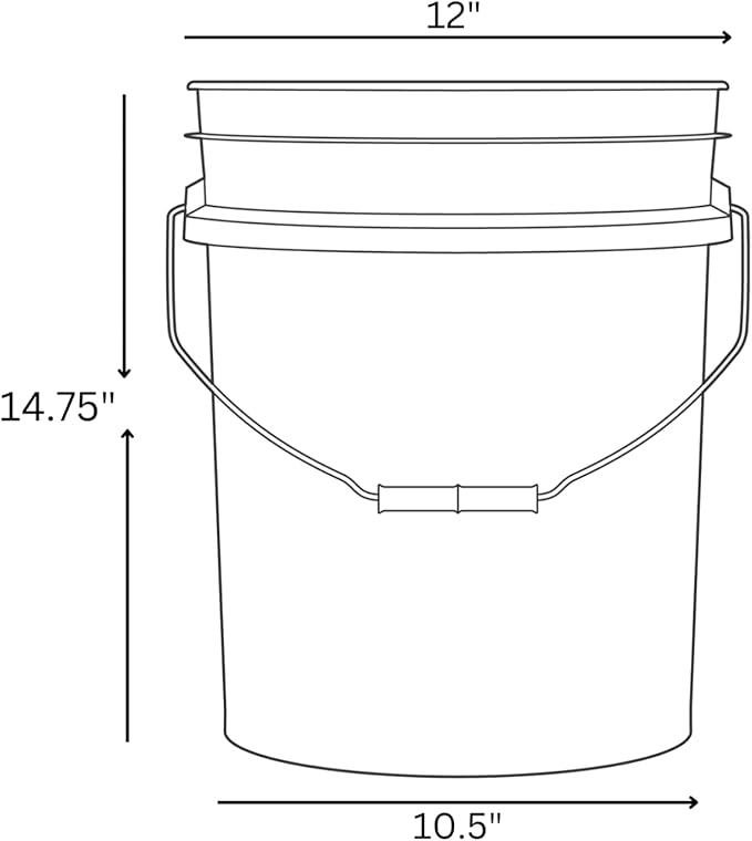 House Naturals 5 Gallon Plastic Yellow Food Grade BPA Free Made in USA Bucket Pail with Air Tight Double Gasket Screw on Lid(Pack of 3) (Yellow and Yellow lids)