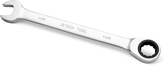 Jetech 1-1/4 Inch Ratcheting Combination Wrench, Industrial Grade Gear Spanner with 12-Point Design, 72-Tooth Ratchet, Made with Forged and Heat-Treated Cr-V Steel in Chrome Plating, SAE