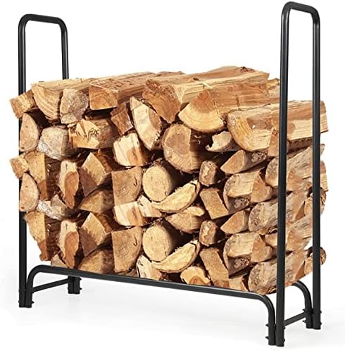 Rocky Mountain Goods 4 ft Firewood Rack - Outdoor/Indoor Wood Storage Holder - Heavy Duty Steel Log Rack - Easy Install in Minutes - Included Hardware - Keeps Firewood Up and Dry
