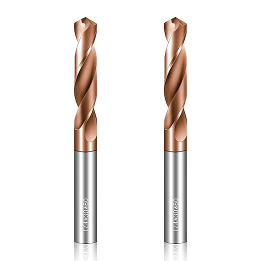 Solid Carbide 1/4" Drill Bits, Tungsten Carbide Drill Bit Set with TISIN Coated, Metal Drill Bit Set for Stainless Steel Hardened Steel Cast Iron Alloy Copper, 2 Pcs New