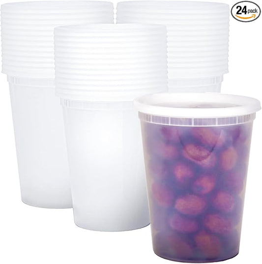 EASYTRIP [24 sets] 32oz Deli Containers with Lids，Food Storage Container with airtight lid，Plastic Soup Containers with Lids Meal Prep/BPA Free/Freezer Safe/Dishwasher Safe/Microwave Safe/Stackable