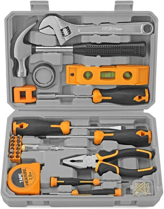 59 Piece Household Tool Kit, Portable Magnetic Hand Tool Set, for Home, Garage, and Office Repairs