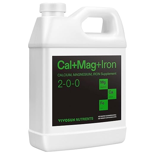 VIVOSUN Cal+Mag+Iron (2-0-0), Calcium, Magnesium & Iron Supplement, Liquid Nutrient Fertilizer for All Plants, Concentrated Plant Food for Soil/Soilless Cultivation, Hydroponics, 1 Quart