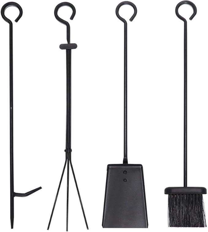 ATR ART TO REAL Firewood Log Rack Fireplace Tool Sets Black Wrought Iron Firewood Storage Holder Fireplace Wood Carrier Fireside Lumber Stacking Log Bin Brush Shovel Poker Tongs 17.8 x 11.8 x 29.3in
