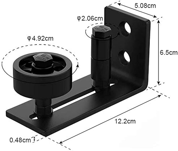 WINSOON Sliding Barn Door Floor Guide Wall Mounted Hardware for Flush Bottom Adjustable Stay Rollers, Set of 2,8 Setup Options, Smooth Wheels Fit Most Closet Pocket Doors, Black