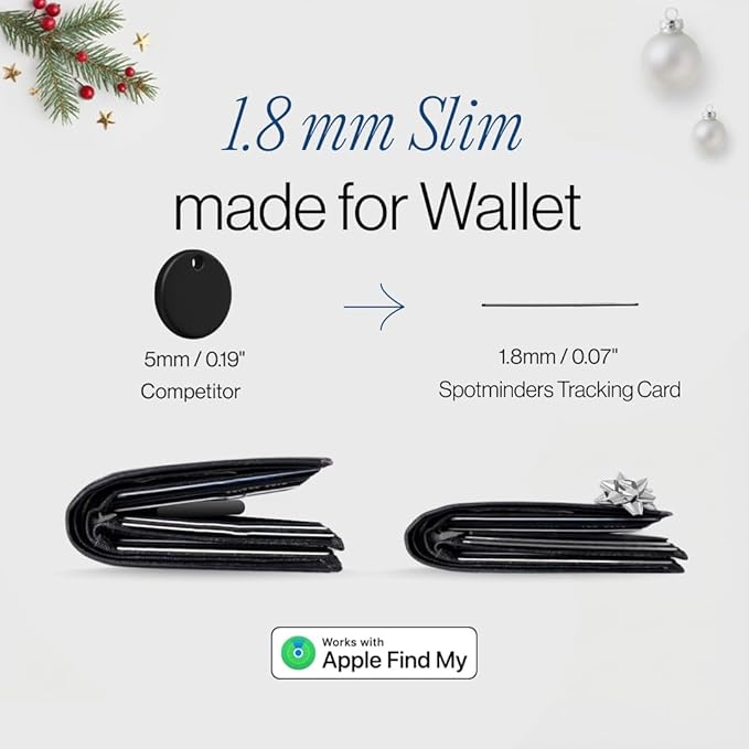 Wallet Tracker Card - Apple MFI Certified & Works with Apple Find My Tracking Card for Wallet Tag Rechargeable IP68 Waterproof 0.07in Slim Item Finder (Black PRO (Pack of 1))